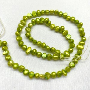 4-5 mm nugget freshwater pearls, irregular nugget freshwater cultured pearl, dyed green, sold by strand, LotLY-060423-1