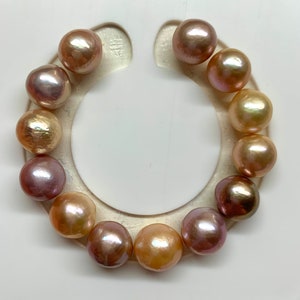 Edison pearl, AAAA Quality Edison Baroque Pearls, 13 PCS 12-13 mm Multi Color,Baroque/ Near Round Freshwater Edison Cultured Pearl Bracelet