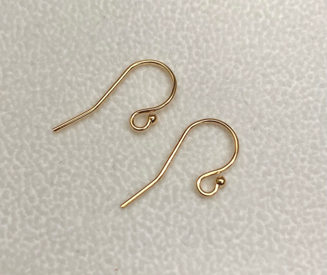 14K Solid Yellow Shepard Hook With Ball End 0.30 0.76mm, Sold by Pair