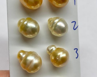 9-10 mm Oval/Tear Drop/ Baroque White/Golden South Sea Pearl, Cultured pearl, Sold by Pair, Wholesale, for earring,pendant,necklace,bracelet