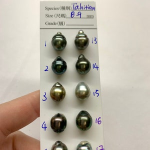 Color!  8.0-9.0 mm Extra Luster Peacock/Green/Blue/Grey Tone Tahitian Cultured pearls, Oval/Tear Drop/Semi Baroque, Sold by PC