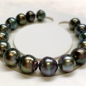 Tahitian pearl, 16 Pcs Ultra Luster Circlé Baroque, Multi Color, Tahitian Cultured Pearl Bracelet, 10-11 mm, LOT20116X-910-050725-1