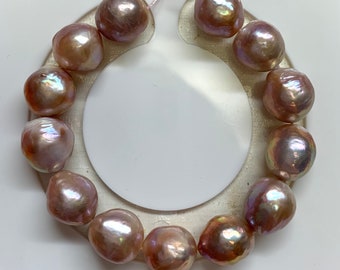 Edison pearl, Edison Baroque Pearls, 13 PCS 12-13 mm Multi Color,Baroque Freshwater Edison Cultured Pearl Bracelet