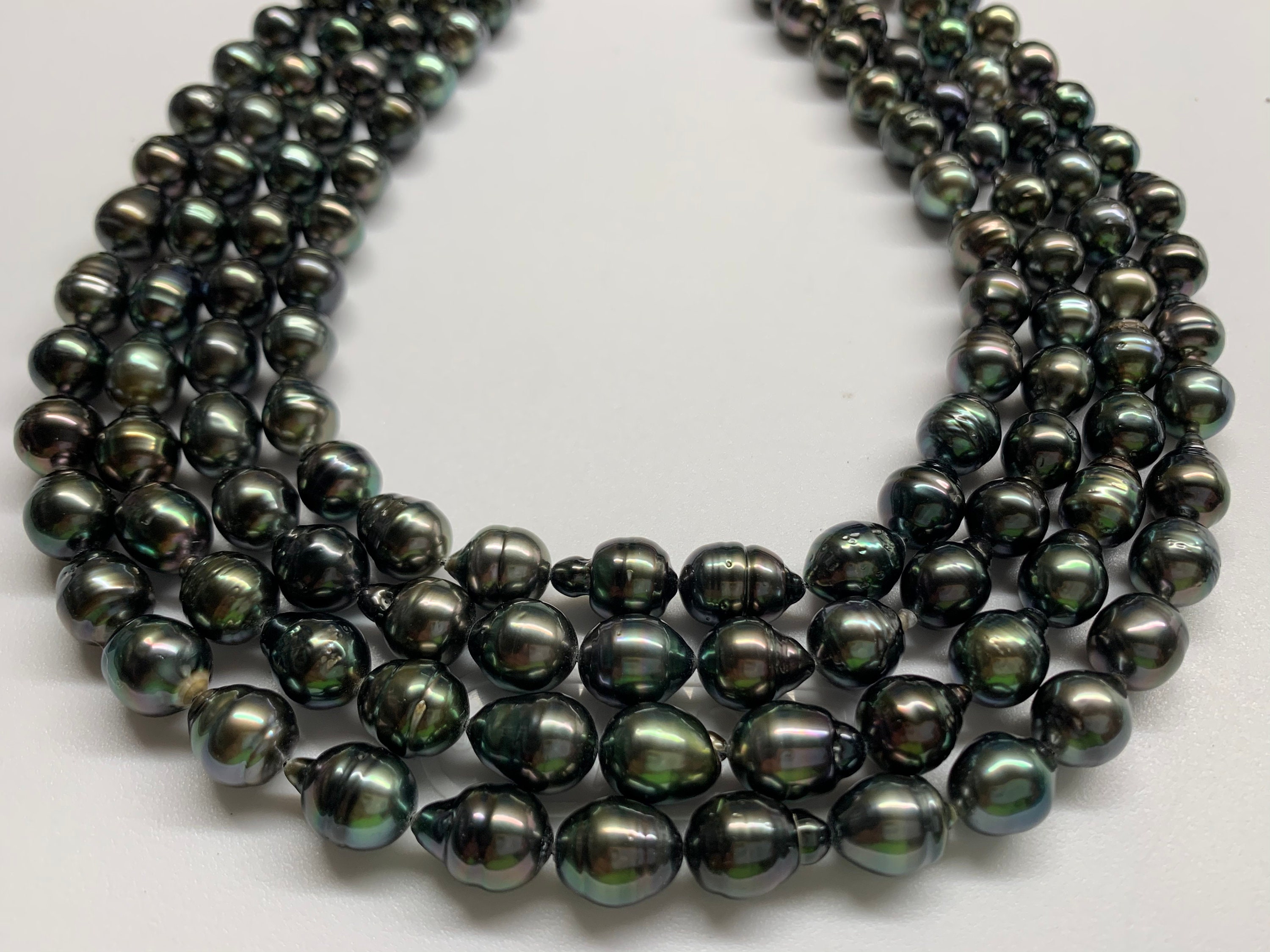 Tahitian Pearl Necklace, 7/8-10mm Circle-drop/baroque