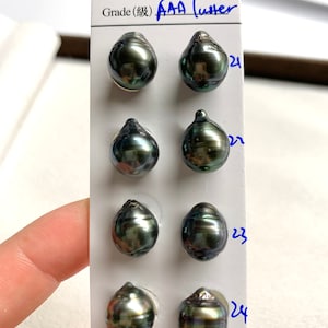 10-11mm AAA Luster Peacock/green/Grey/Dark color, Circle-Drop/Baroque Tahitian Cultured Pearl,Sold by Pair, Earring,Pendant,Wholesale pearls