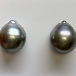 11.2/11.3 MM Tahitian Cultured pearl, Tear Drop/ Baroque Tahitian Pearl, wholesale,Sold by Pair, Good for dangle earrings, pendant