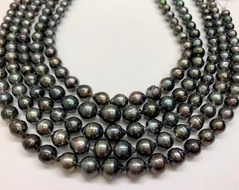 Tahitian Pearl Necklace,7-11/8-12mm Circle-Drop/Baroque Tahitian Cultured Pearl,Price for 1 Strand,15.75 Inches, Polynesia Pearl ,Lot21094-2