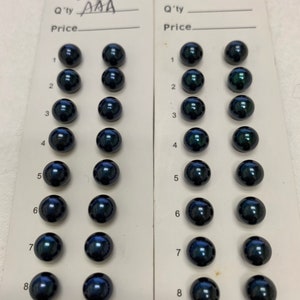 6.5-7.0 mm AAA quality High Luster Dyed Black Japanese Akoya Cultured Pearls Loose pearl, for Earring sets,pendant. Wholesale Price Per Pair