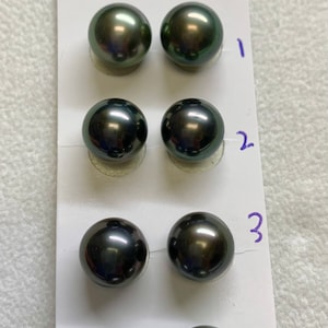 10-11mm AAA/AA+ Luster Tahitian cultured pearls Peacock/Green/Grey/Black- Face pearls, blemished- Good for stud setting, Sold by pair