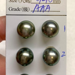 Tahitian Pearl Pair, AAA 9-10MM Faceup Clean Tahitian Cultured pearl for Earring, Ring, Bangle, Pendant necklace, Sold by pair