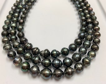 Tahitian Pearl Necklace, 7-11 mm Circle-Drop/Baroque Tahitian Cultured Pearl, Price for 1 Strand, 15.75 Inches, Polynesia Pearl ,Lot21094-1