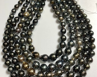 8-11mm Circle-Drop/Baroque Tahitian Cultured Pearl,Polynesia Pearl, Tahitian Pearl Necklace, natural color, wholesale, Lot1935-073020-3