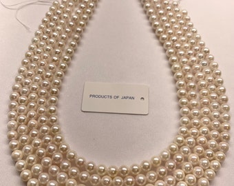 6.5-7.0 mm White AA Japanese Akoya Cultured Pearl, 16", Pearl has blemishes, string to 18" with knots clasp, Price per strand