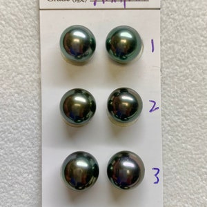 10-11mm AAA/AA+ Luster Tahitian cultured pearls Peacock/Green/Grey/Black- Face pearls, blemished- Good for stud setting, Sold by pair