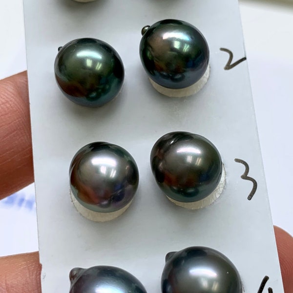 Limited Quantity-10.0-11.0mm HighLuster DarkColor Oval/Tear Drop Tahitian Cultured pearl,Earrings,Pendant,AAA quality wholesale,Sold by Pair