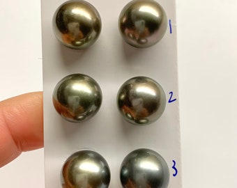 Tahitian pearl-AAA 11-12mmmm High Luster,Tahitian Cultured pearls,Round/Near Round,Face up clean,Good for pearl stud setting, Sold by Pair