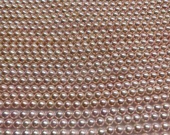 6.0-6.5mm HighLuster AAA WhiteRoseTone Akoya Cultured Pearl,SoldByStrand 16",VeryLightlyBlemishes-Bypass if you looking for cleaness surface