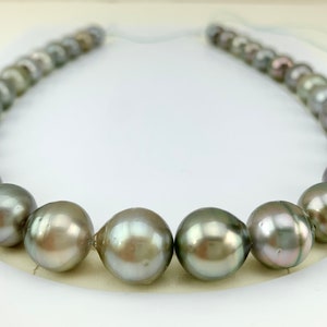 Light tone Tahitian Pearl necklace, 11.0-13.2 mm, Natural Color Tahitian Cultured Pearl Necklace Baroque Lot222345-1114-101922-1