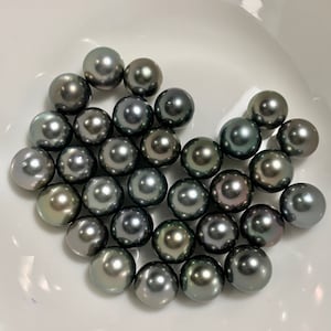 高級ジュエリー品質、トップ 9-10 mm ラウンド ブラック タヒチ養殖真珠 - 卸売タヒチ真珠、個単位で販売