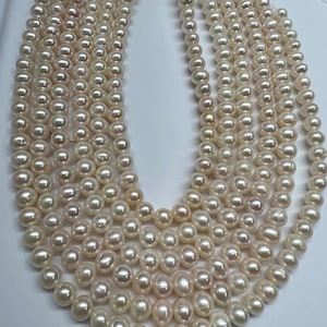 White Freshwater pearl necklace, AA+ 6.5-7.5MM Potato White Freshwater Cultured Pearls loose strands 15.5 Inches, Sold by Strand