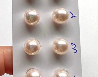 Japanese Sea, Salt Water Cultured Pearl Half Drilled Cut Back, 8-9 mm 12  pieces