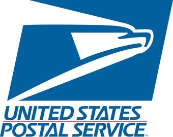 May include: The United States Postal Service logo shows a white eagle head and wings design inside a blue square. The words "UNITED STATES POSTAL SERVICE" are in dark blue, bold font, with "POSTAL SERVICE" underlined in red.