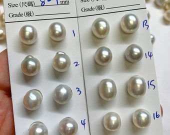 8-9mm Circle/Oval/Baroque South Sea Cultured loose Pearl, Sold by pair, Wholesale,for earring,pendant,necklace,bracelet