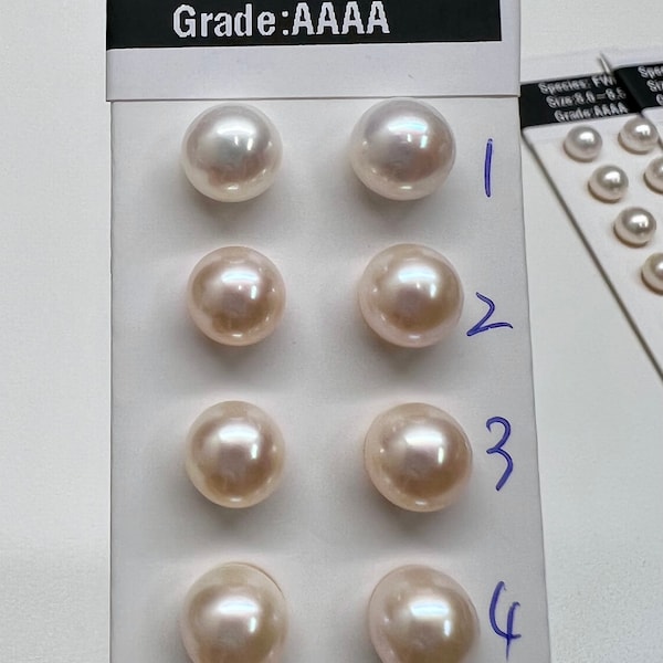Top Fine Jewelry Quaility-AAAA, 8.0-8.5 mm Round White Freshwater Cultured pearls, Sold by Pair-Wholesale,Good For All Setting