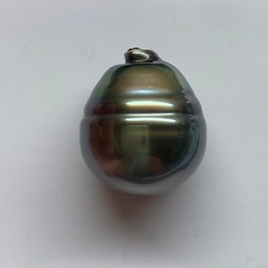 Tahitian pearl, 13.7X15.6 mm Huge Circle/Tear Drop Tahitian Cultured pearls, Sold by PC  Lot18316-1314-061523-5