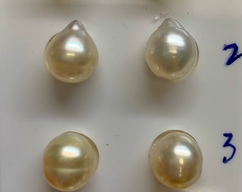 9-10 mm Oval/Tear Drop/ Baroque White/Golden South Sea Pearl, Cultured pearl, Sold by Pair, Wholesale, for earring,pendant,necklace,bracelet