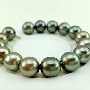 Tahitian pearl, 16 PCS 11-12 mm Multi Color Oval shape Tahitian Cultured Pearl Bracelet Lot20820-1112-020622-2