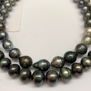 Tahitian Pearl Necklace,7-11/12mm Circle-Drop/Baroque Tahitian Cultured Pearl,Price for 1 Strand,15.75 Inches,Lot21094-28
