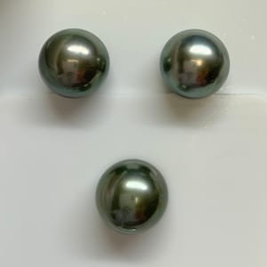 Tahitian pearl, 3 PCS of 11.9mm pair, 12.0mm single pearl, AAA Tahitian Cultured pearls, Sold by Set, Lot19348-1112-031124-3