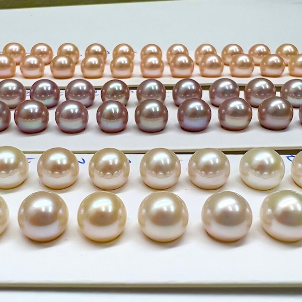 Top Fine Jewelry Quaility-AAAA, 7.5-8.0 mm Round White/Lavender/Pink Freshwater Cultured pearls, Sold by Pair-Wholesale,Good For All Setting