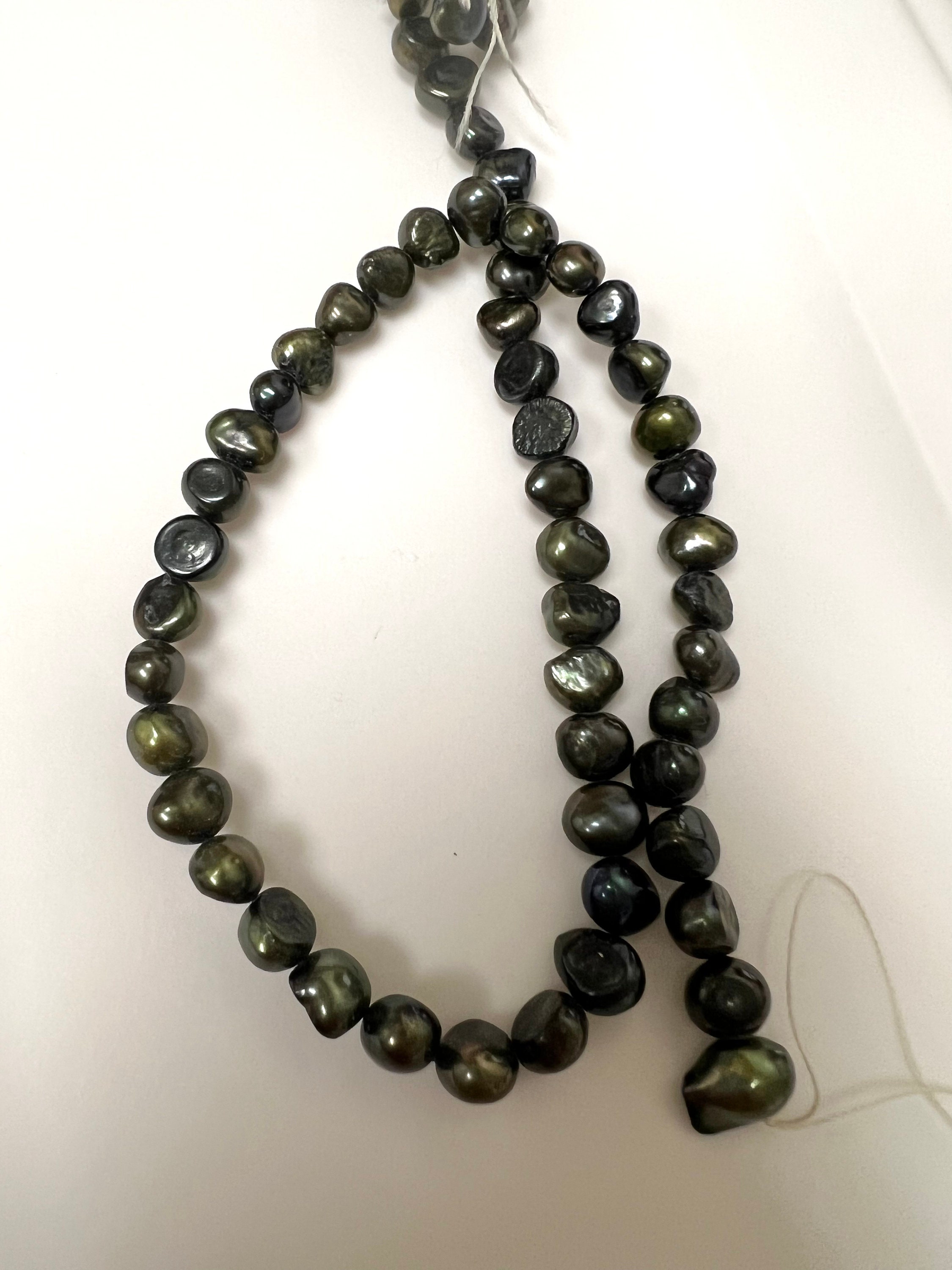 Collana Perle Barocche Nere Collana Con Ciondolo Perle Nere Akoya Coltivate Naturali - Perle Baroque 7-8mm, Lunghezza 18", Fatto A Mano Collana Barocca Nera - Foto 9