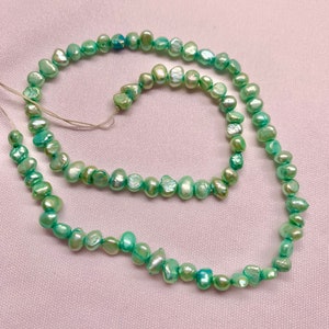 5-6 mm nugget freshwater pearls, irregular nugget freshwater cultured pearl, dyed Turquoise, sold by strand, LotLY-060423-3