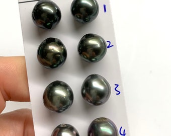 10-11mm High Luster Peacock/green/Grey/Dark color, Oval/Semi-Baroque Tahitian Cultured Pearl,Sold by Pair, Earring, Pendant,Wholesale pearls