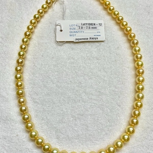 Top Quality, 7.0-7.5 mm High Luster AAAA Golden (Dyed color) Akoya Cultured Pearl, Sold By Strand, 16 Inches, Lot110824-12