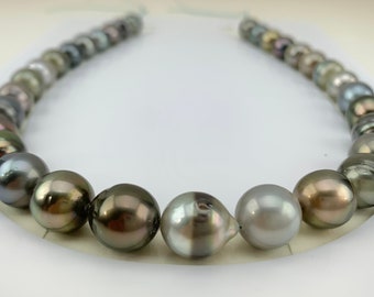 Tahitian Pearl necklace, Large Size Multi Color Tahitian Pearl necklace, 11-12.5 mm, Natural Color Tahitian Cultured Pearl Necklace Baroque