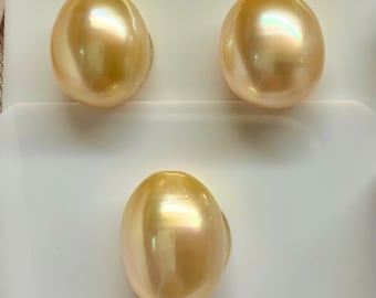 12.9/12.7/12.5mm Natural-Golden SOUTH SEA Cultured Pearl, AA+, loose pearls, Tear Drop, Good for dangle earring,pendant setting,Sold by Set