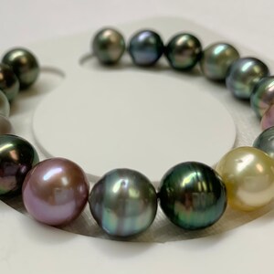 Tahitian Pearl, Golden South Sea Pearl, Edison Pearl, 17 PCS Natural Color Cultured Pearl Bracelet-Circle/Oval 10-11 mm