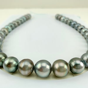 Tahitian Pearl Necklace, Ultra Luster 11.0-12.8 mm elegant Tone Tahitian Cultured pearl Necklace,wholesale pearls-Lot222345-1114-101422-2
