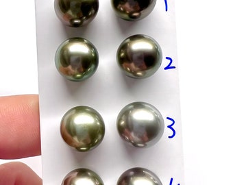 Tahitian Pearl, 10-11 mm High Luster Round/Near Round Tahitian Cultured Pearl, Sold by pair, Loose Tahitian Pearls, Wholesale