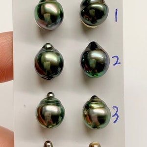Tahitian Pearl, 8-9mm Extra Luster, Oval/Tear Drop Tahitian  Cultured Pearl, Sold by Pair, good for pearl earring, pendant, Wholesale pearls