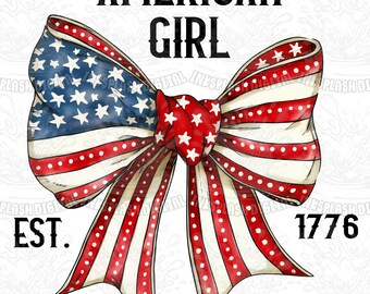 American Girl 1776 Bow PNG, Patriotic Coquette, 4th of July (Digital Download)