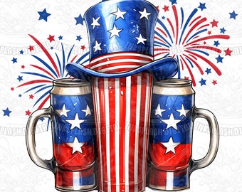 Happy 4th of July PNG, USA Flag, Shirt Design (Digital Download)