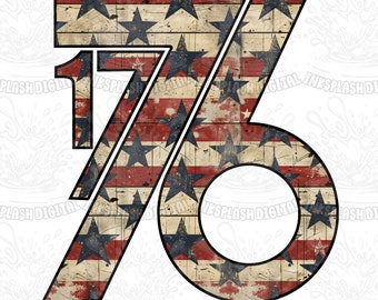 Retro USA Flag Png, Land of the Free, 4th of July Design (Digital Download)