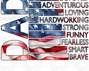American Flag Dad Png, Father's Day Sublimation Design (Digital Download)
