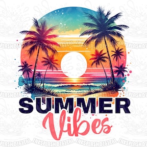Retro Summer Vibes PNG, Retro Beach PNG, Sublimation Design, Digital Download Png, Tropical Sunset Png, Summer png, Summer Shirt Design