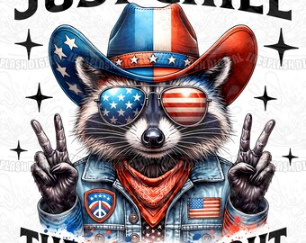 Retro Raccoon 4th of July PNG, Funny USA Design (Digital Download)